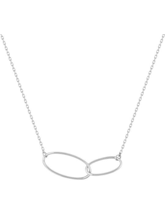 Collier or blanc anneaux 18K