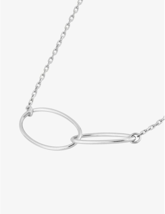 Collier or blanc anneaux 18K