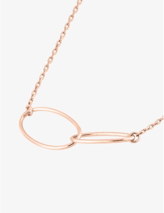 Collier or rose anneaux 18K