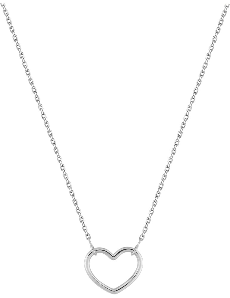 Collier or blanc coeur 18K
