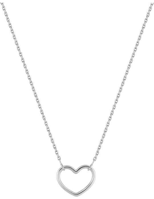 Collier or blanc coeur 18K