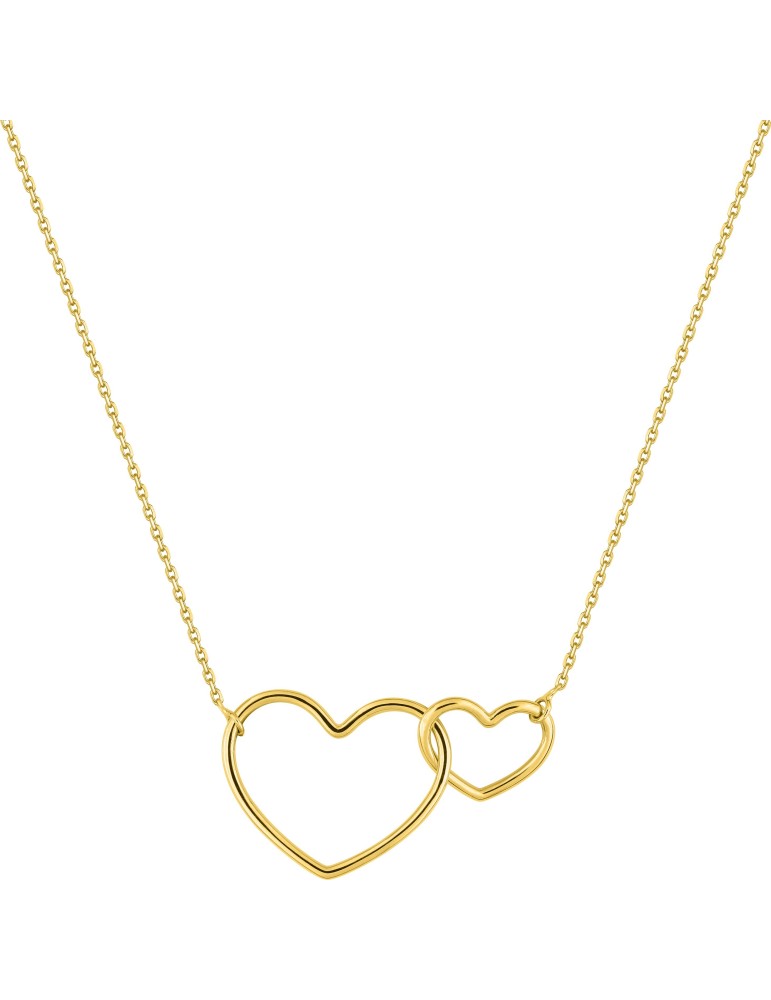 Collier or jaune coeur entrelacés 18K