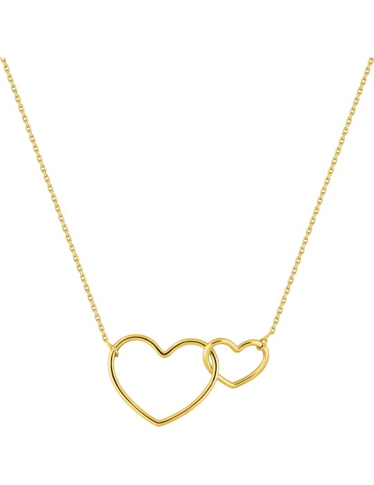 Collier or jaune coeur entrelacés 18K