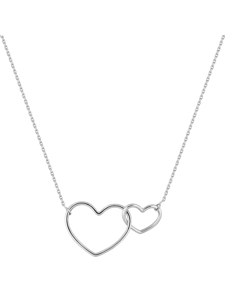 Collier or blanc coeur entrelacés 18K