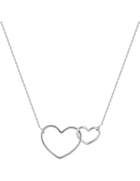 Collier or blanc coeur entrelacés 18K