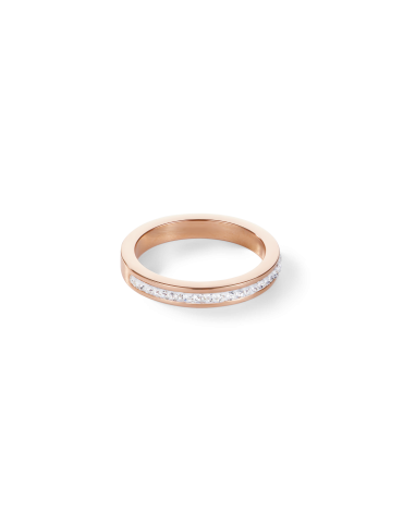 Bague étroit acier or rose & Pavé de Cristaux cristal Coeur de Lion 0229/40-1800-56