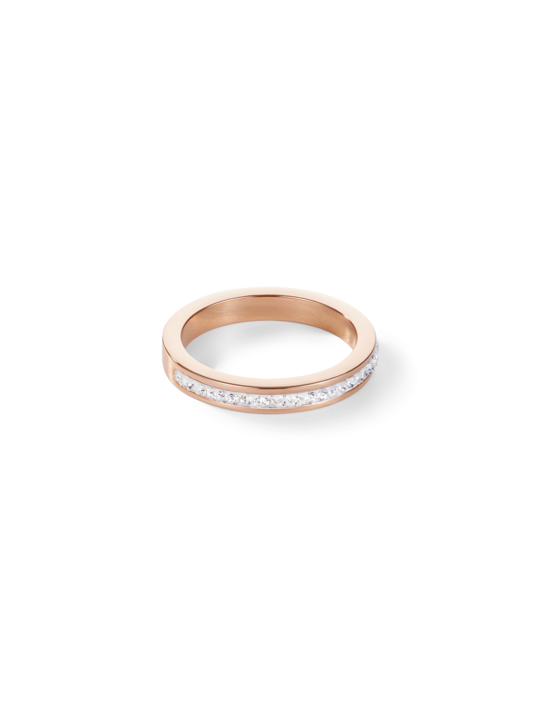 Bague étroit acier or rose & Pavé de Cristaux cristal Coeur de Lion 0229/40-1800-56