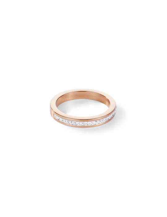 Bague étroit acier or rose & Pavé de Cristaux cristal Coeur de Lion 0229/40-1800-56