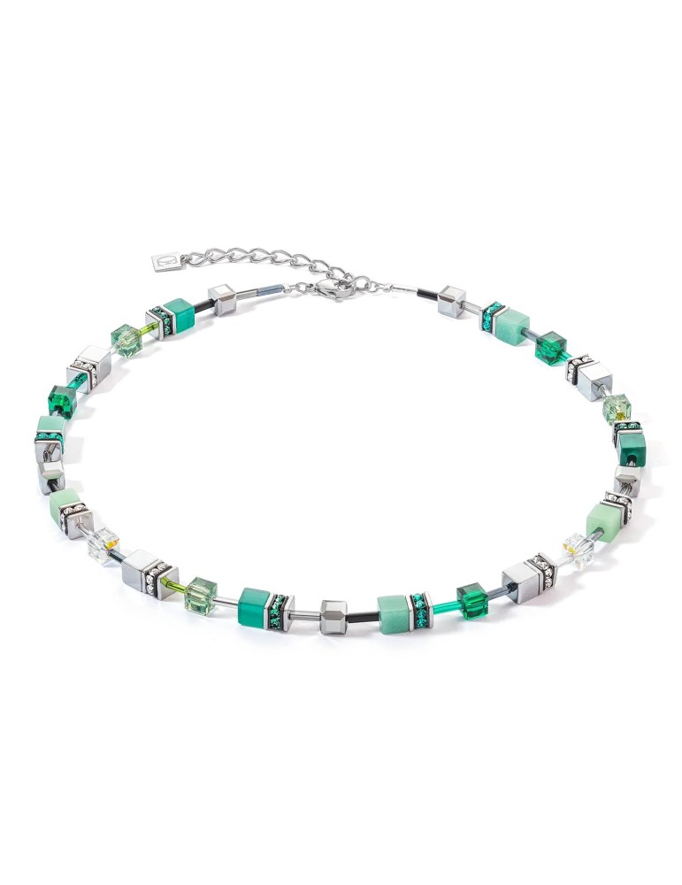 Collier Geocube argent-vert Coeur de Lion 2838/10-0500