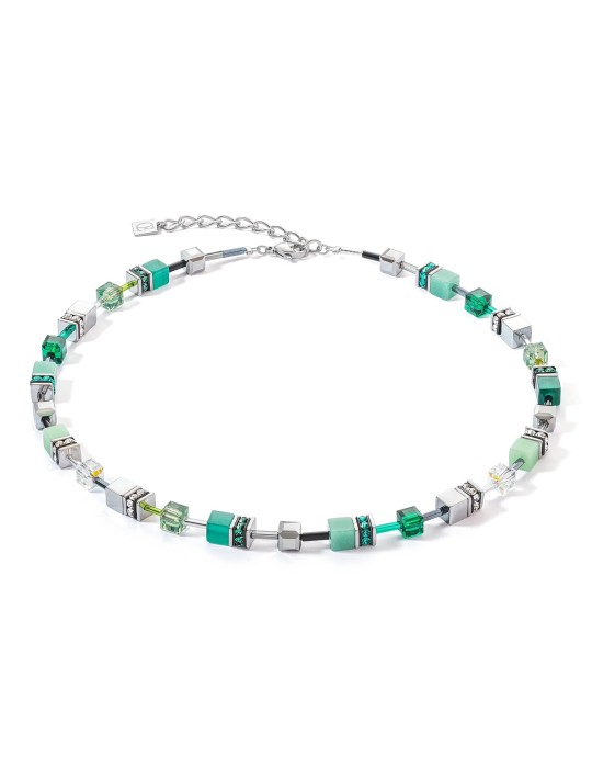 Collier Geocube argent-vert Coeur de Lion 2838/10-0500