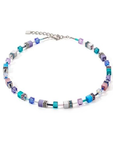 Collier GeoCUBE Coeur de lion Iconic Turquoise-Mauve 2839/10-0608