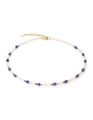 Collier Flow Perles d’eau douce et sodalite or Coeur De Lion 1109/10-0700