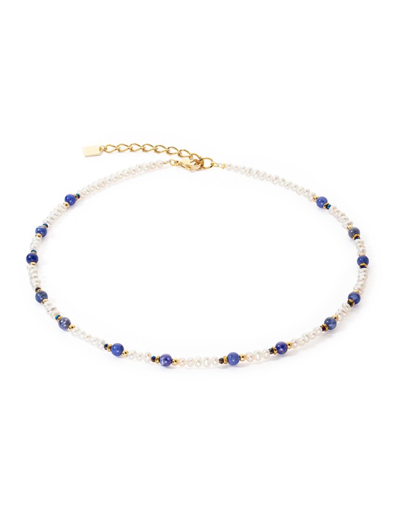 Collier Flow Perles d’eau douce et sodalite or Coeur De Lion 1109/10-0700