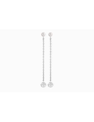 Boucles d'oreilles diamants Pendantes Miroir en or gris