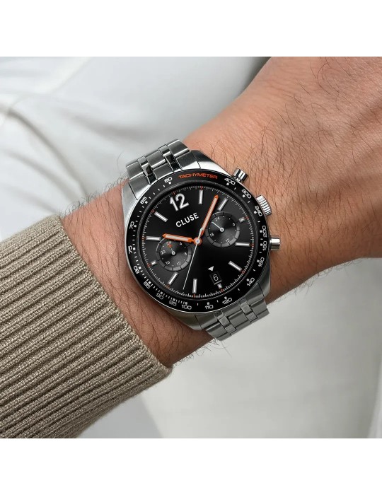 Montre Cluse CW25603 Aravis Dual Timer Homme Acier Argenté – Élégance et double fuseau horaire