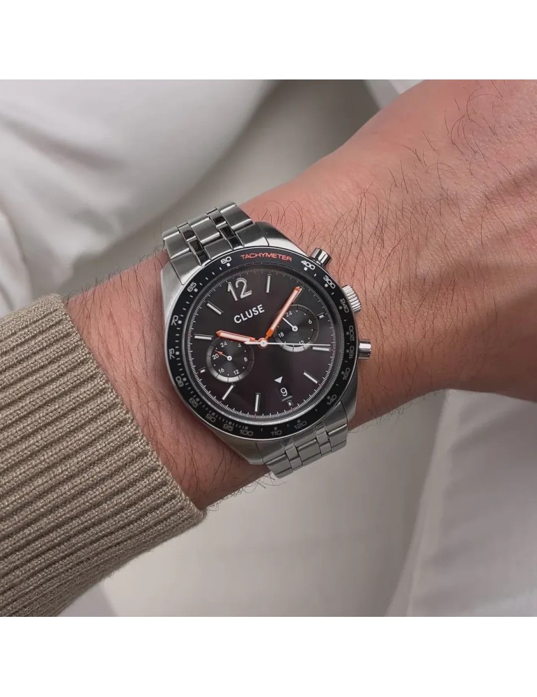 Montre Cluse CW25603 Aravis Dual Timer Homme Acier Argenté – Élégance et double fuseau horaire