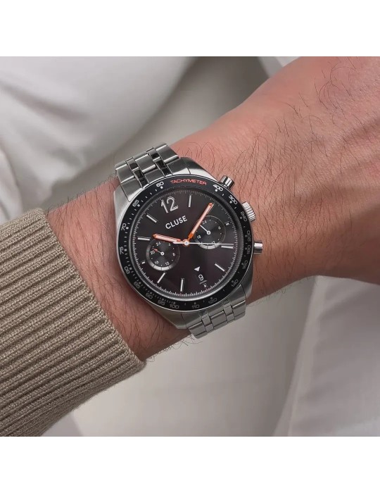 Montre Cluse CW25603 Aravis Dual Timer Homme Acier Argenté – Élégance et double fuseau horaire