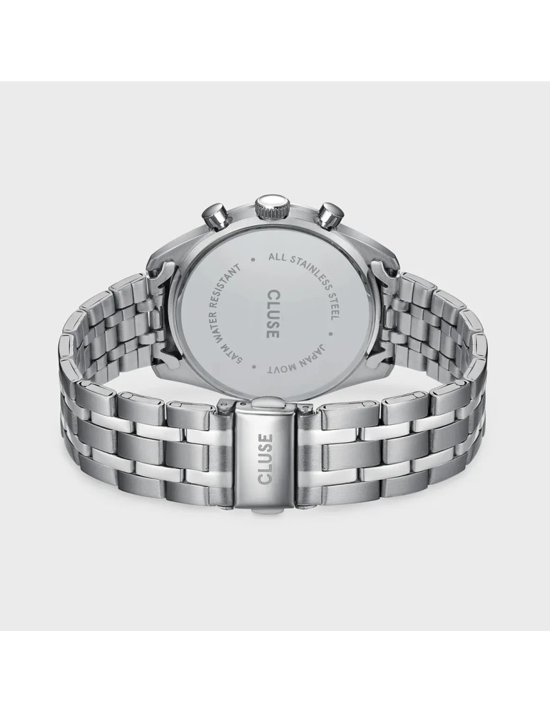 Montre Cluse CW25603 Aravis Dual Timer Homme Acier Argenté – Élégance et double fuseau horaire