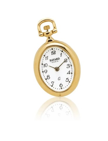 Montre à Gousset Bayard TX34.1 – Quartz femme dorée, ovale 25x21 mm
